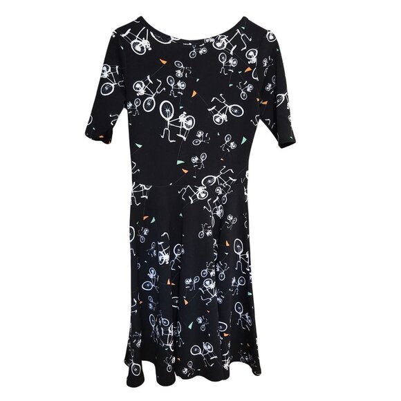 LuLaRoe Women's Size Small Nicole Bicycle Print Fit & Flare Dress Short Sleeve - Picture 4 of 5